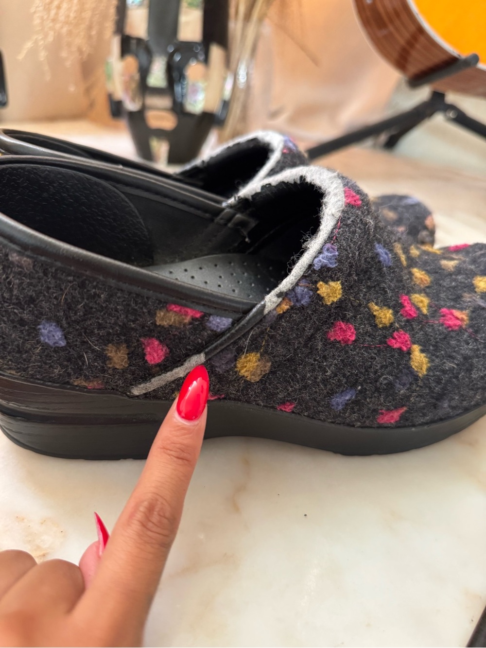 Dansko Professional Floral Wool Felt Clogs Women’s EU 38 Black Comfort Shoes - Picture 6 of 9